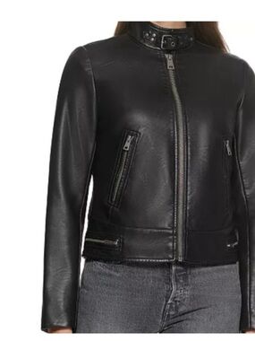 Levi's Women's Black Leather Zip-Up Moto Jacket